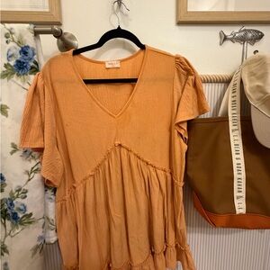 Boutique Plus Mustard Babydoll Top – Size 2X
